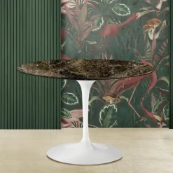 Tavolo Tulip Eero Saarinen H 74 con Piano Rotondo in Marmo Emperador Dark - Scarlet