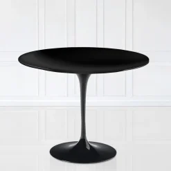 Tavolo Tulip Eero Saarinen H 74 con Piano in Laminato Liquido Nero Made in Italy - Scarlet