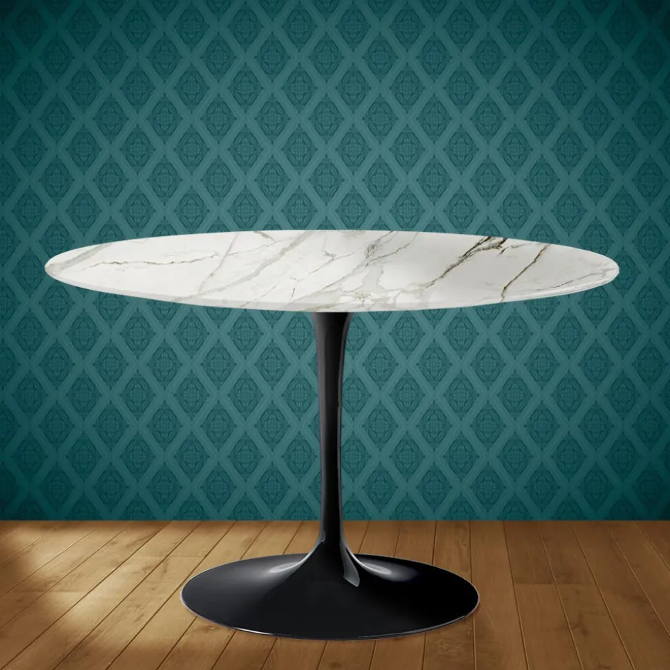 Tavolo Tulip Eero Saarinen H 74 in Ceramica Lucid Made in Italy - Scarlet