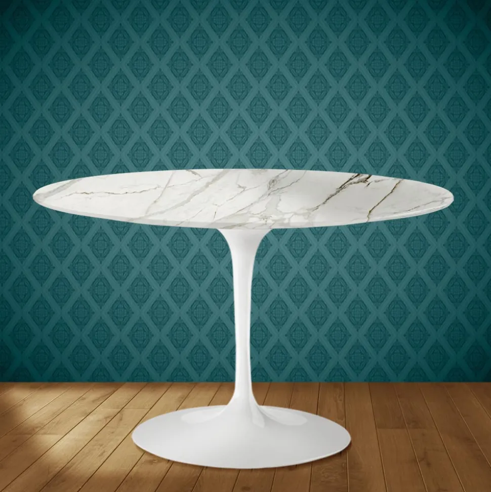 Tavolo Tulip Eero Saarinen H 74 in Ceramica Lucid Made in Italy - Scarlet