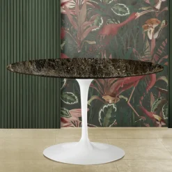 Tavolo Tulip Eero Saarinen H 74 in Marmo Emperador Dark Realizzato in Italia - Scarlet