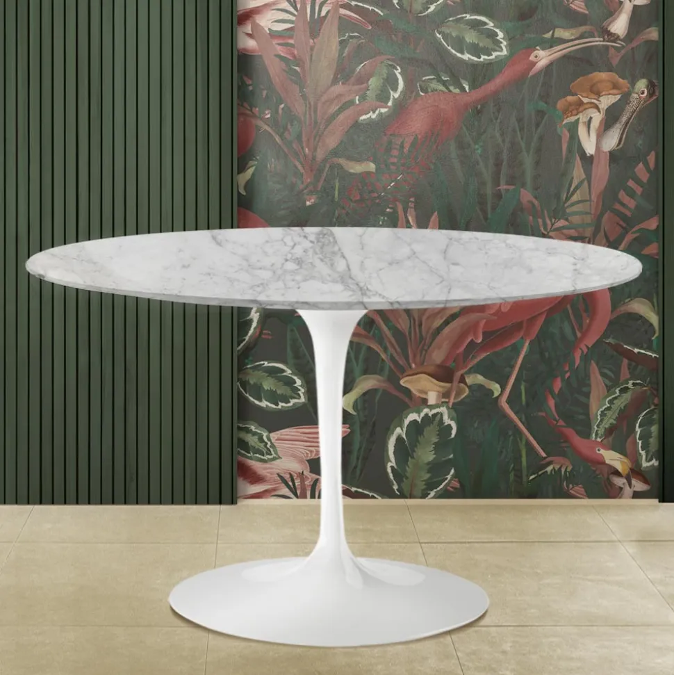 Tavolo Tulip Eero Saarinen H 74 in Marmo Arabescato Realizzato in Italia - Scarlet