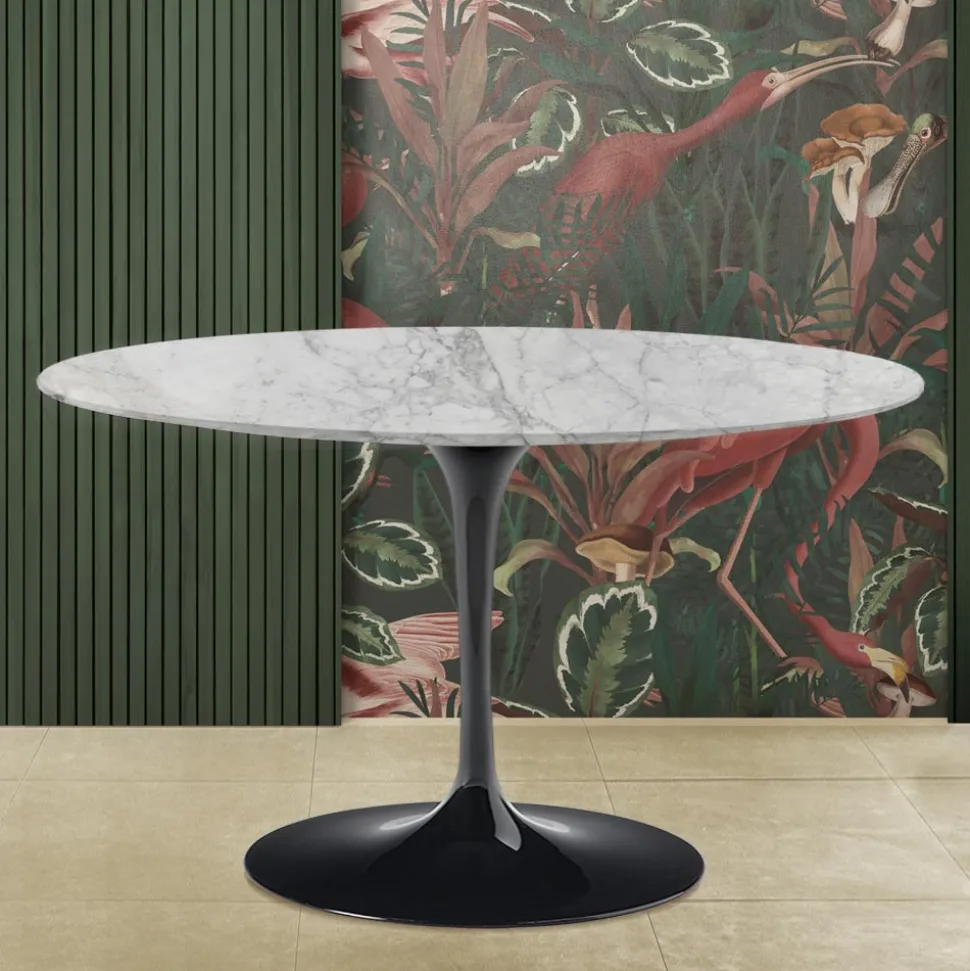 Tavolo Tulip Eero Saarinen H 74 in Marmo Arabescato Realizzato in Italia - Scarlet