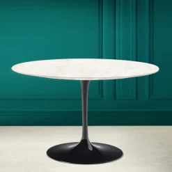 Tavolo Tulip Eero Saarinen H 73 in Ceramica Diamond Cream Made in Italy - Scarlet
