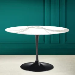 Tavolo Tulip Eero Saarinen H 73 in Calacatta Michelangelo Made in Italy - Scarlet