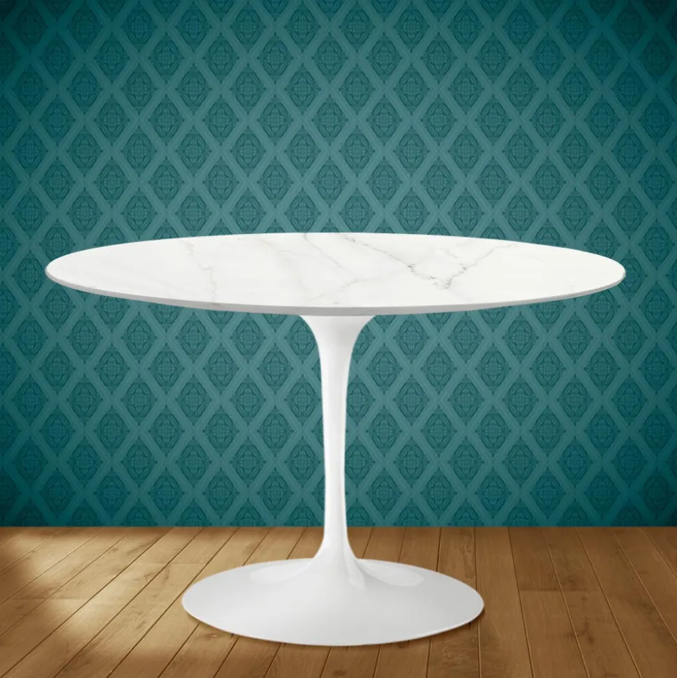 Tavolo Tulip Eero Saarinen H 74 in Ceramica Rem Made in Italy - Scarlet
