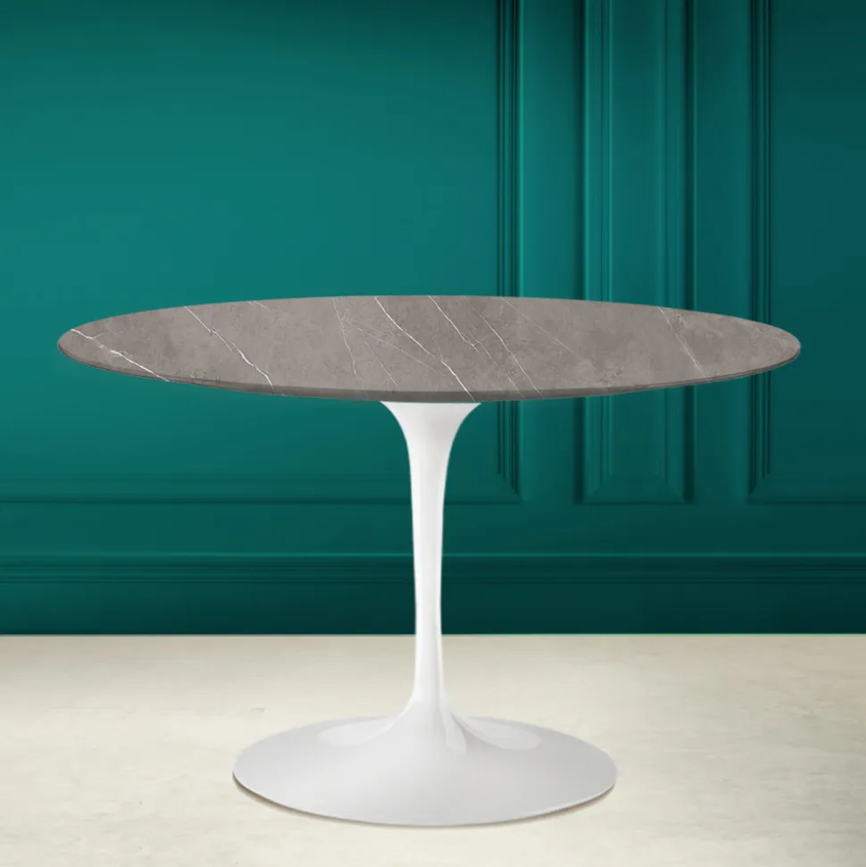 Tavolo Tulip Eero Saarinen H 73 in Ceramica Pietra Grey Made in Italy - Scarlet