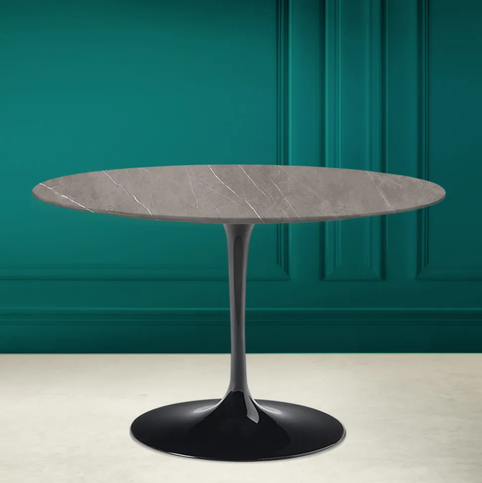 Tavolo Tulip Eero Saarinen H 73 in Ceramica Pietra Grey Made in Italy - Scarlet