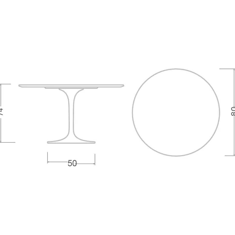 Tavolo Tulip Eero Saarinen H 73 in Ceramica Noir Desire Made in Italy - Scarlet