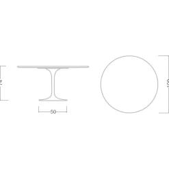 Tavolo Tulip Eero Saarinen H 73 in Ceramica Noir Desire Made in Italy - Scarlet