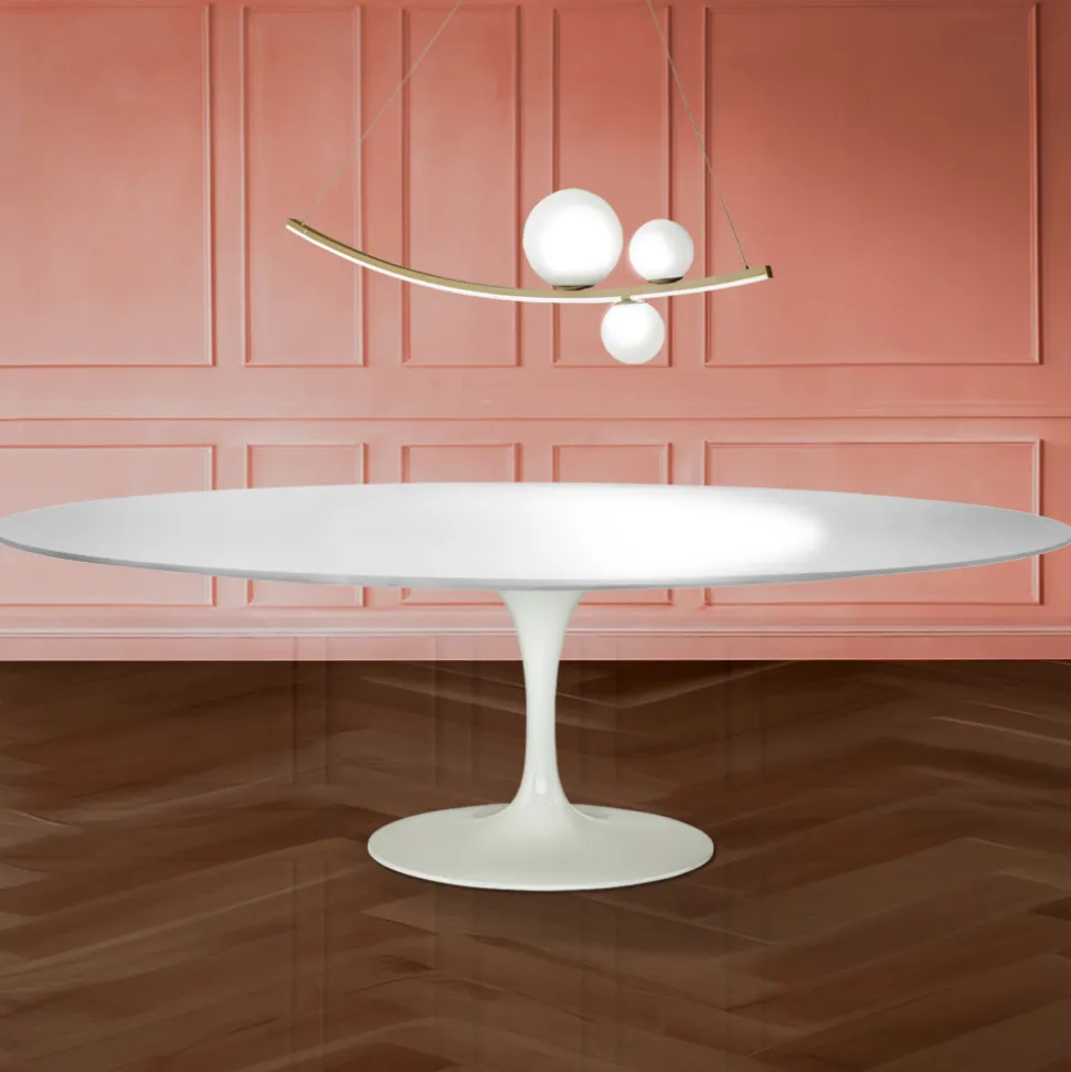 Tavolo Tulip Eero Saarinen H 74 Ovale in laminato Liquido Made in Italy - Scarlet