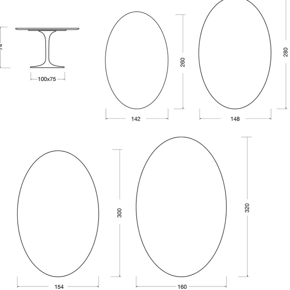 Tavolo Tulip Eero Saarinen H 74 Ovale in laminato Liquido Made in Italy - Scarlet