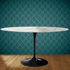 Tavolo Tulip Eero Saarinen H 74 Ovale in Ceramica Lucid Made in Italy - Scarlet