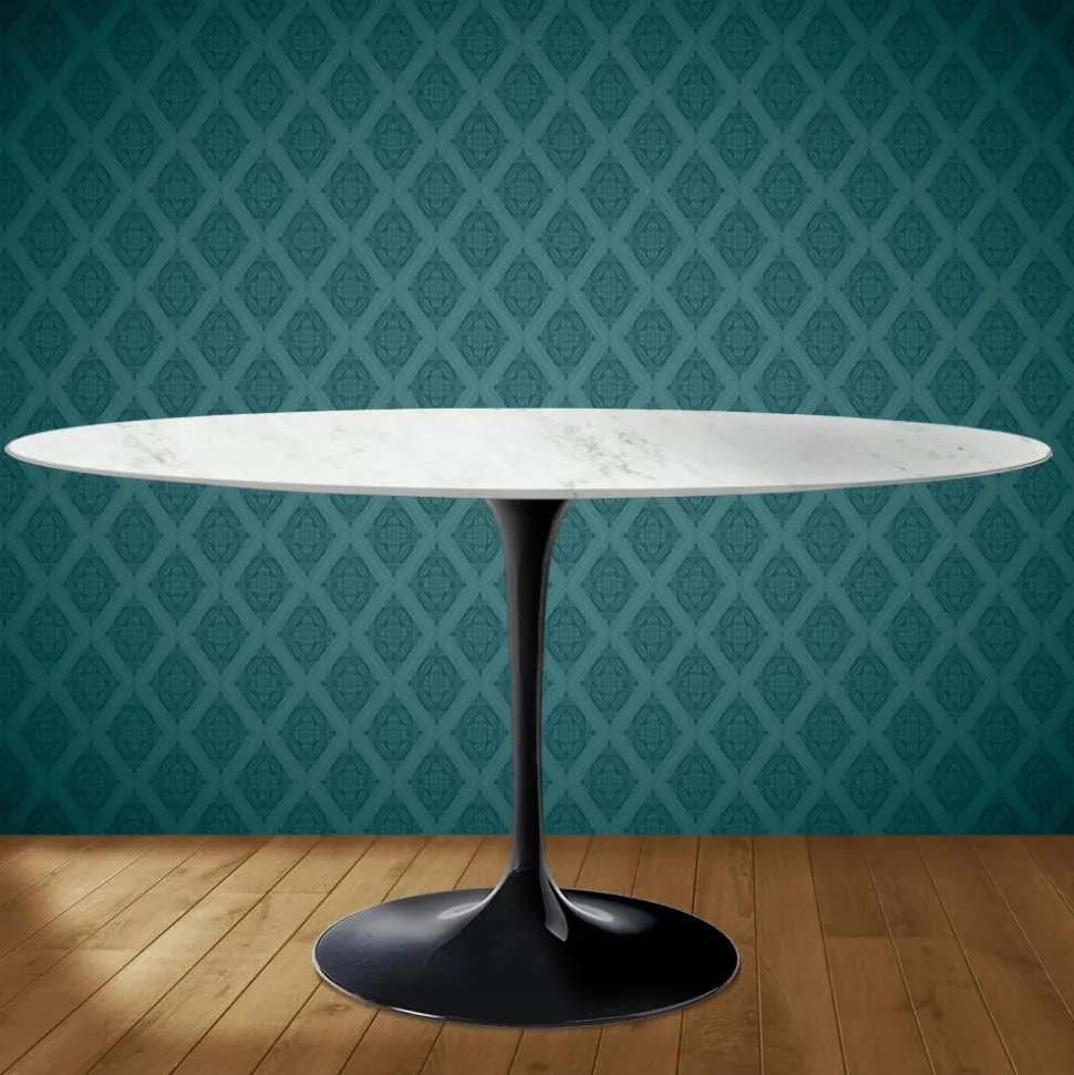 Tavolo Tulip Eero Saarinen H 74 Ovale in Ceramica Salina Made in Italy - Scarlet