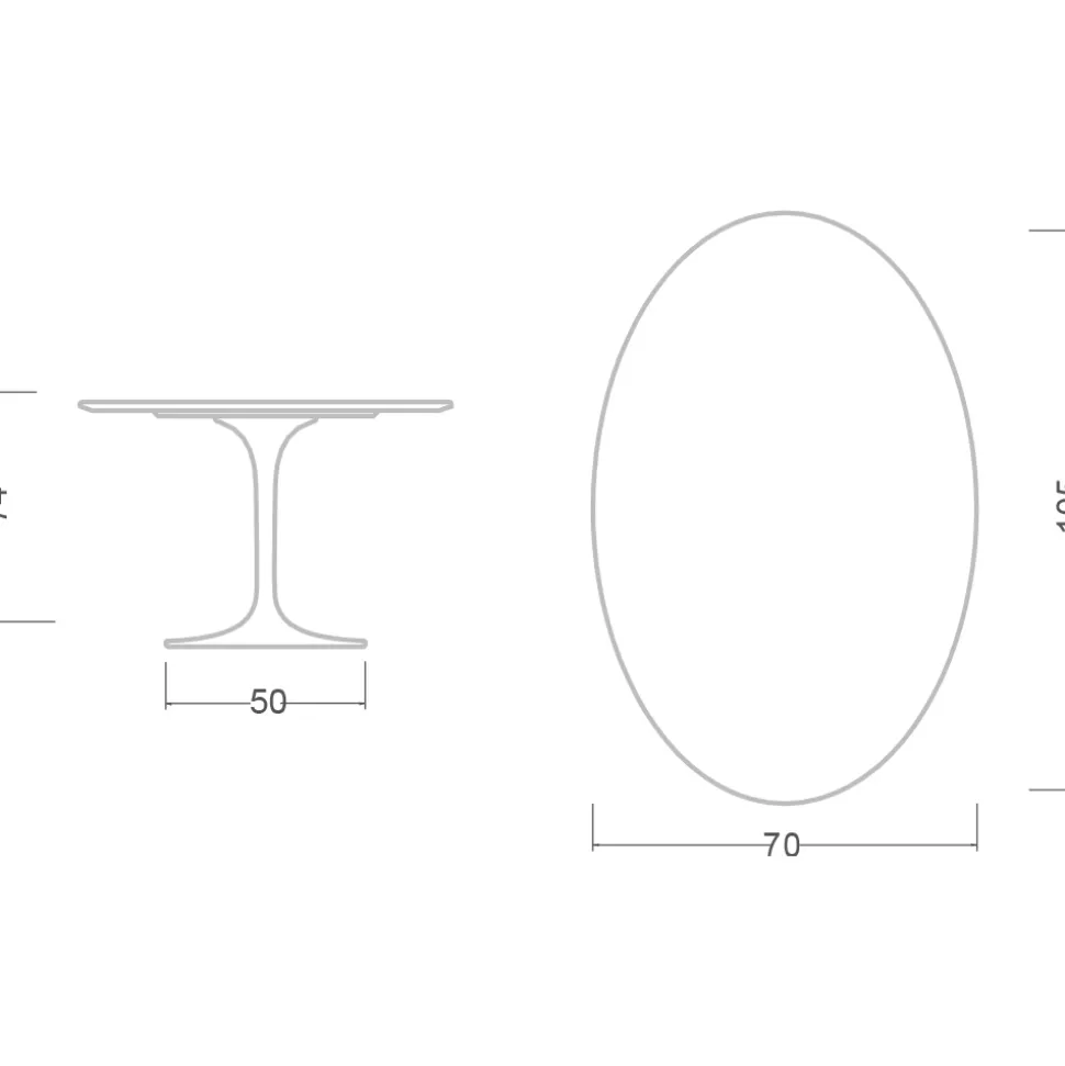 Tavolo Tulip Eero Saarinen H 74 Ovale in Ceramica Salina Made in Italy - Scarlet