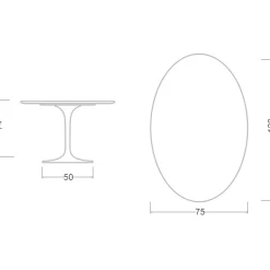 Tavolo Tulip Eero Saarinen H 74 Ovale in Ceramica Aura 22 Made in Italy - Scarlet