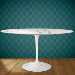 Tavolo Tulip Eero Saarinen H 74 Ovale in Ceramica Aura 22 Made in Italy - Scarlet