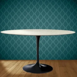 Tavolo Tulip Eero Saarinen H 74 Ovale in Ceramica Marmorio Made in Italy - Scarlet