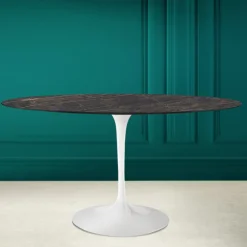 Tavolo Tulip Eero Saarinen H 74 Ovale in Ceramica Noir Desire Made in Italy - Scarlet
