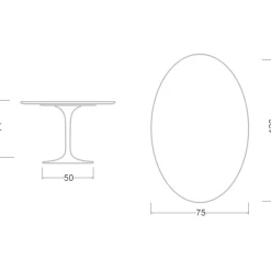 Tavolo Tulip Eero Saarinen H 74 Ovale in Ceramica Entzo Made in Italy - Scarlet