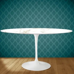 Tavolo Tulip Eero Saarinen H 74 Ovale in Ceramica Entzo Made in Italy - Scarlet