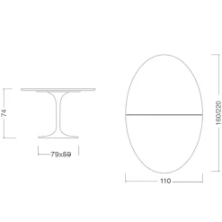 Tavolo Tulip Eero Saarinen H 74 Ovale Allungabile in Laminato Liquido Bianco - Scarlet