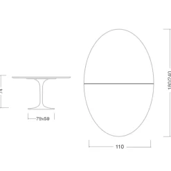 Tavolo Tulip Eero Saarinen H 74 Ovale Allungabile in Laminato Liquido Bianco - Scarlet