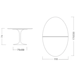 Tavolo Tulip Eero Saarinen H 74 Ovale Allungabile in Laminato Liquido Bianco - Scarlet