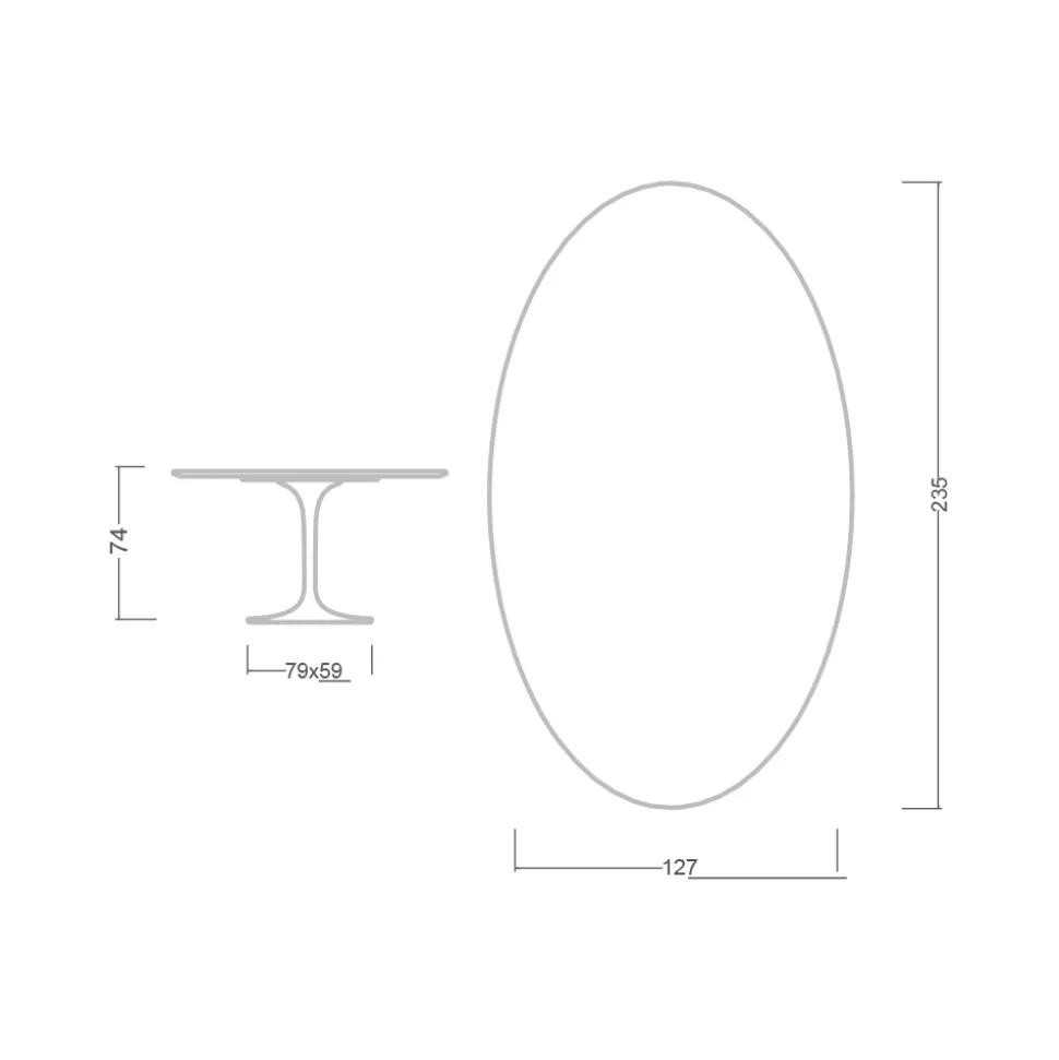 Tavolo Tulip Eero Saarinen H 74 Ovale in Laminato Liquido Bianco Made in Italy - Scarlet