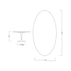 Tavolo Tulip Eero Saarinen H 74 Ovale in Laminato Liquido Bianco Made in Italy - Scarlet