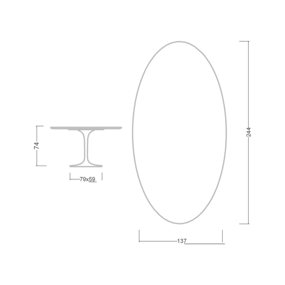 Tavolo Tulip Eero Saarinen H 74 Ovale in Laminato Liquido Bianco Made in Italy - Scarlet