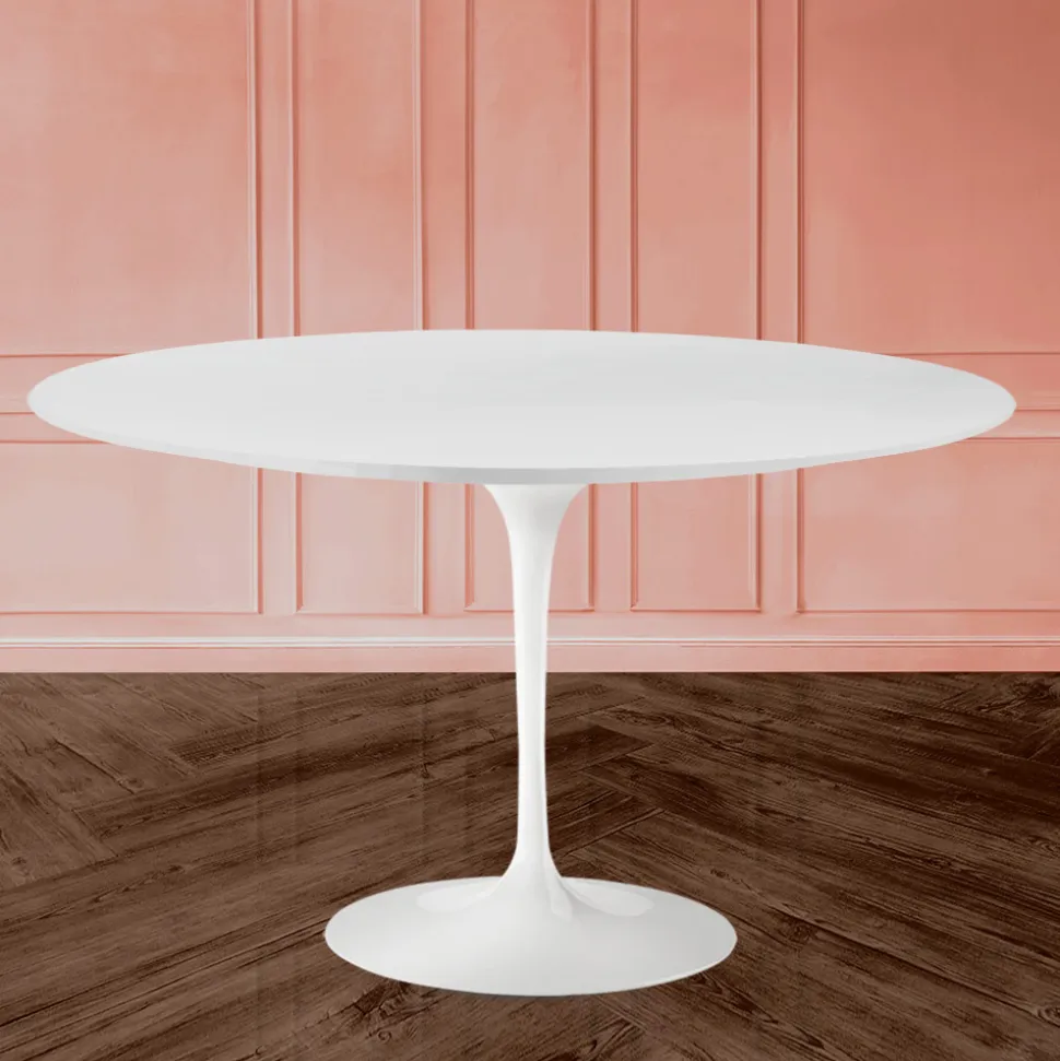 Tavolo Tulip Eero Saarinen H 74 Ovale in Laminato Liquido Bianco Made in Italy - Scarlet