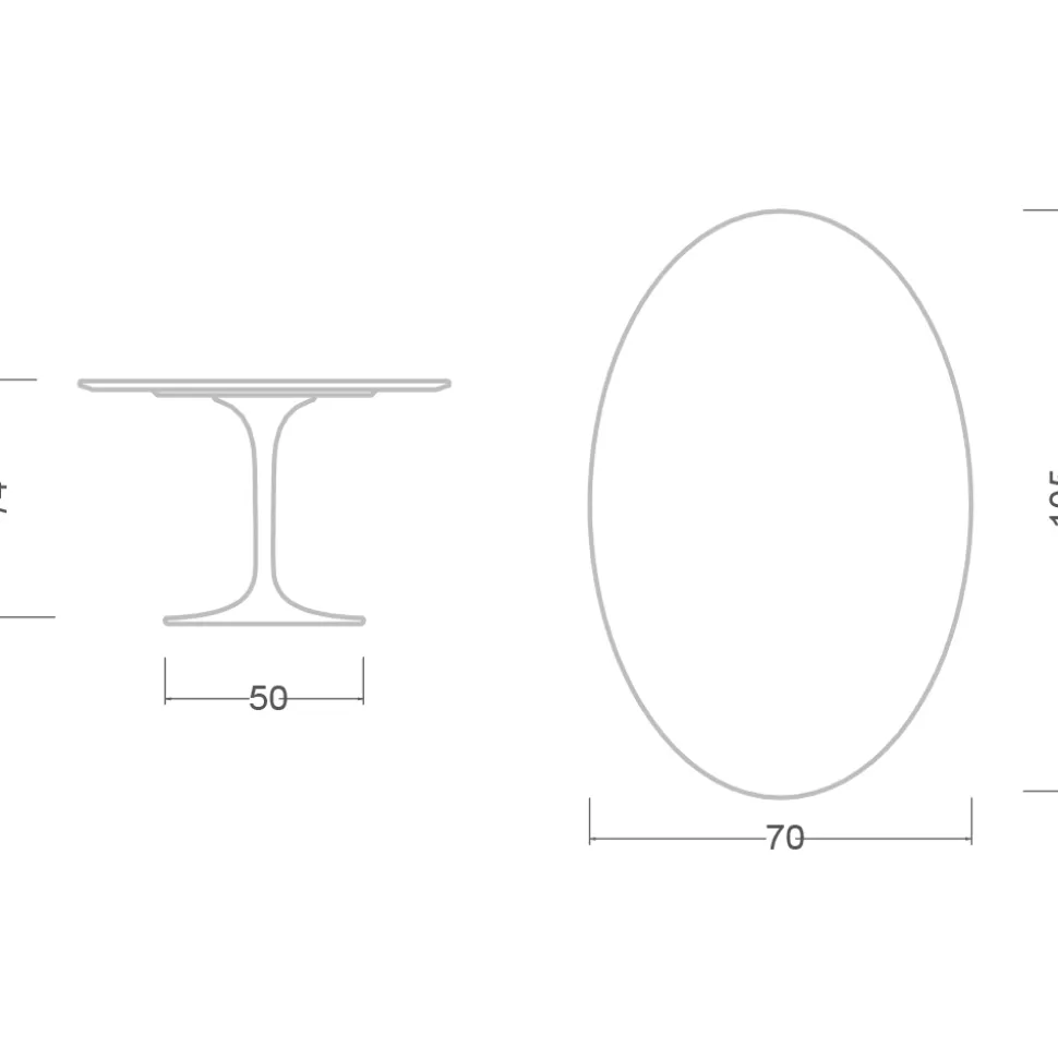 Tavolo Tulip Eero Saarinen H 74 Ovale in Laminato Liquido Bianco Made in Italy - Scarlet