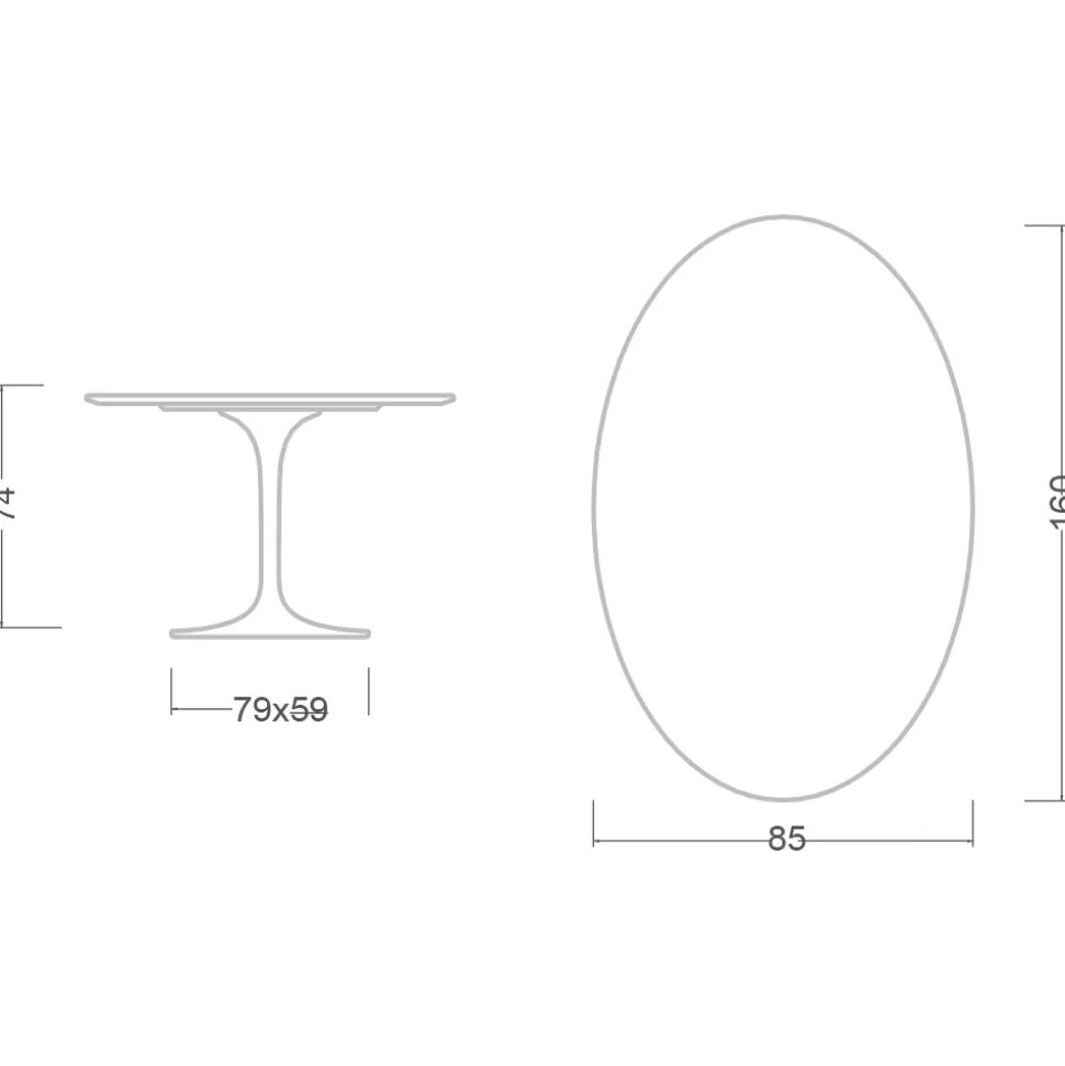 Tavolo Tulip Eero Saarinen H 74 Ovale in Laminato Liquido Bianco Made in Italy - Scarlet
