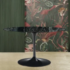 Tavolo Tulip Eero Saarinen H 74 Ovale in Marmo Verde Alpi Made in Italy - Scarlet