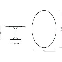 Tavolo Tulip Eero Saarinen H 74 Ovale in Rovere Naturale Made in Italy - Scarlet
