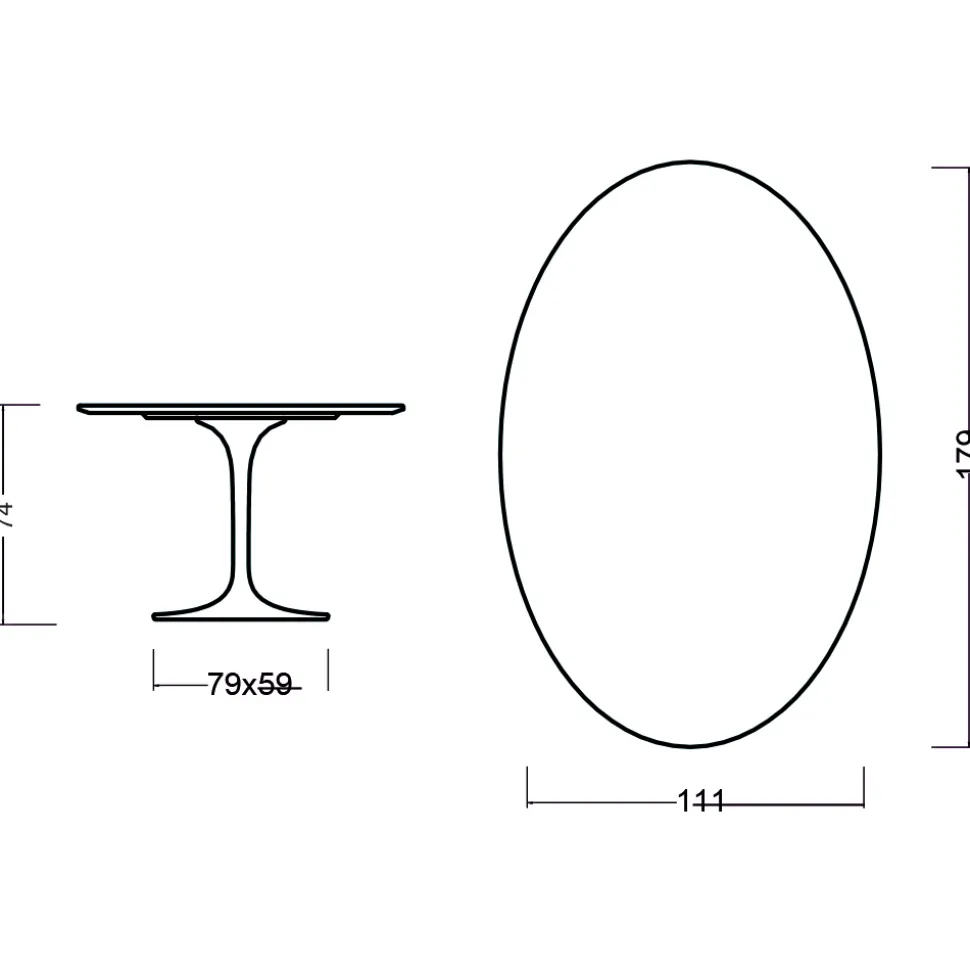 Tavolo Tulip Eero Saarinen H 74 Ovale in Rovere Naturale Made in Italy - Scarlet