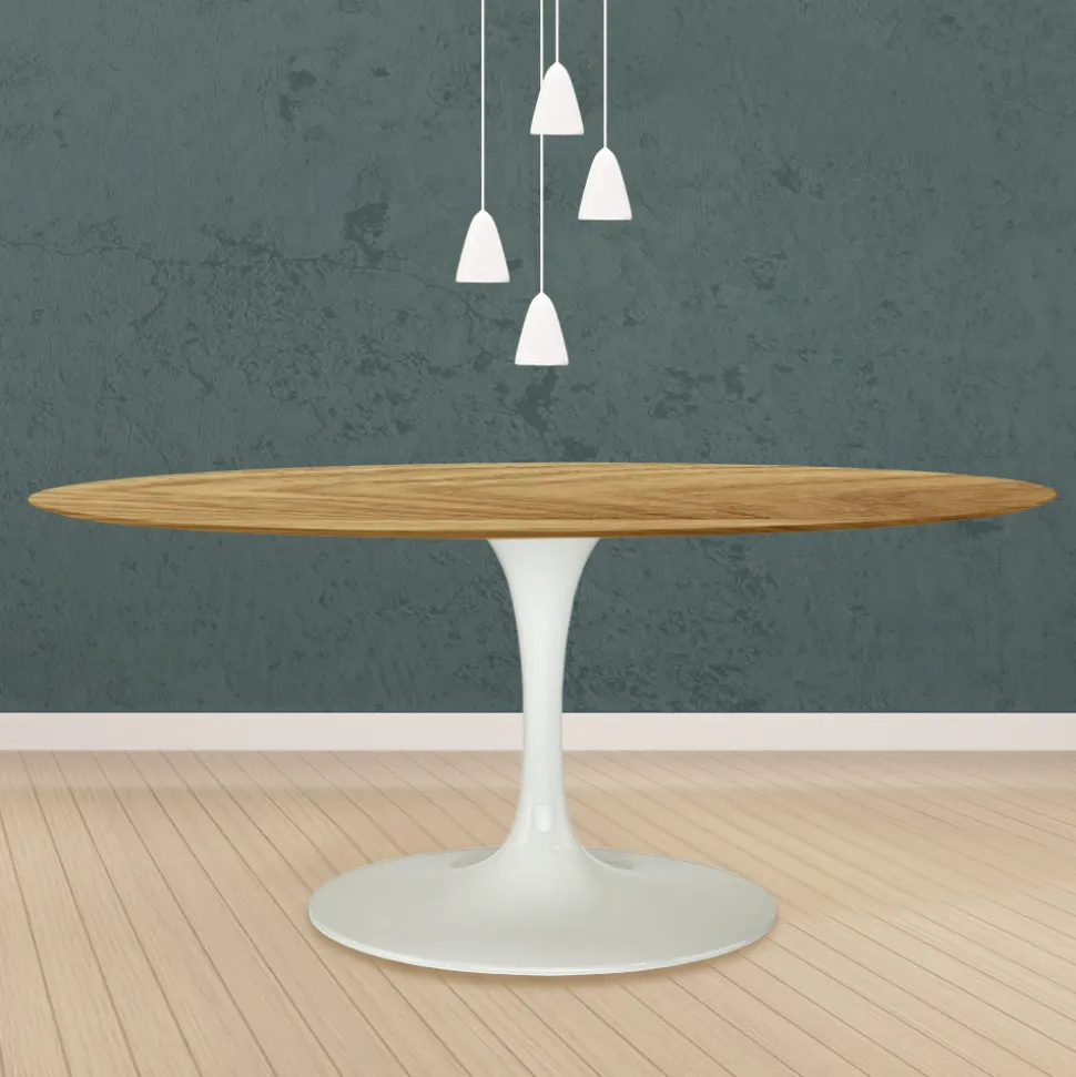 Tavolo Tulip Eero Saarinen H 74 Ovale in Rovere Naturale Made in Italy - Scarlet