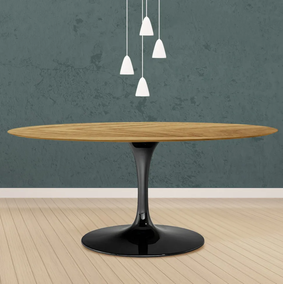 Tavolo Tulip Eero Saarinen H 74 Ovale in Rovere Naturale Made in Italy - Scarlet
