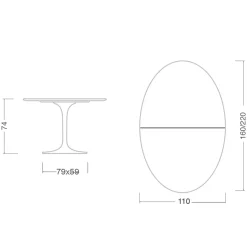 Tavolo Tulip Eero Saarinen H 74 Ovale Allungabile in Laminato Liquido Nero - Scarlet