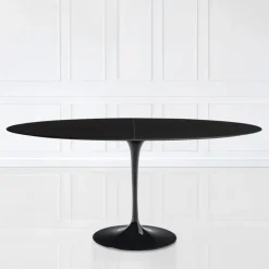 Tavolo Tulip Eero Saarinen H 74 Ovale Allungabile in Laminato Liquido Nero - Scarlet
