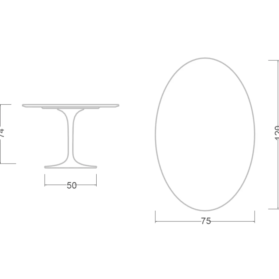 Tavolo Tulip Eero Saarinen H 74 Ovale in laminato Liquido Nero Made in Italy - Scarlet