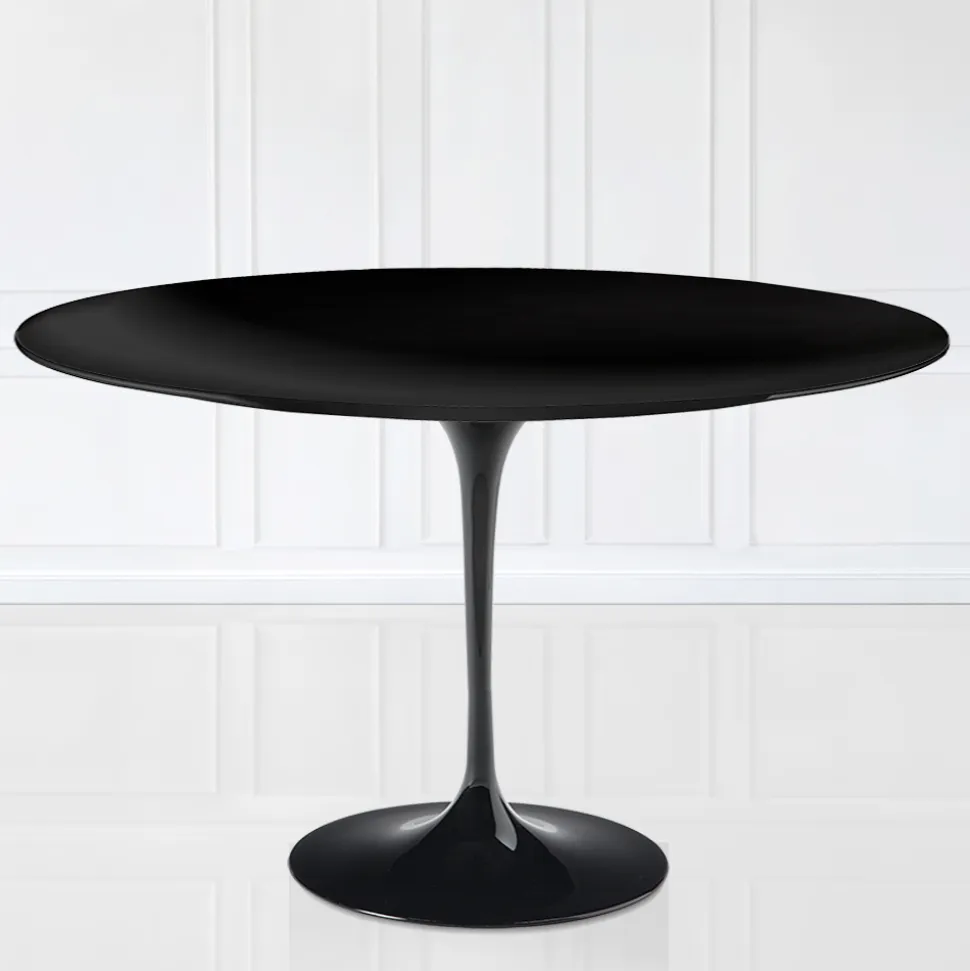 Tavolo Tulip Eero Saarinen H 74 Ovale in laminato Liquido Nero Made in Italy - Scarlet