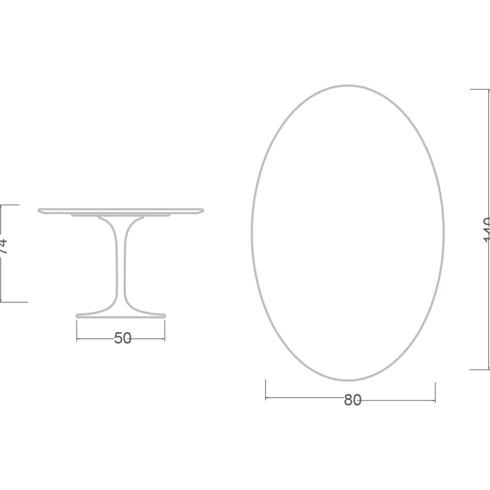 Tavolo Tulip Eero Saarinen H 74 Ovale in laminato Liquido Nero Made in Italy - Scarlet