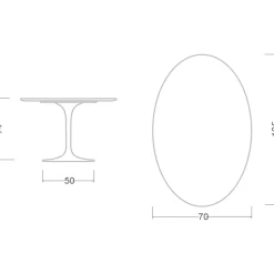 Tavolo Tulip Eero Saarinen H 74 Ovale in laminato Liquido Nero Made in Italy - Scarlet