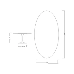 Tavolo Tulip Eero Saarinen H 74 Ovale in laminato Liquido Nero Made in Italy - Scarlet