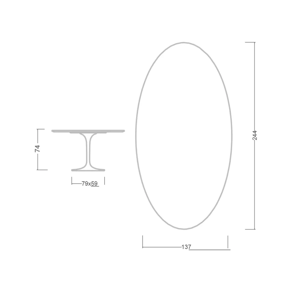 Tavolo Tulip Eero Saarinen H 74 Ovale in laminato Liquido Nero Made in Italy - Scarlet