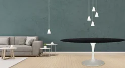 Tavolo Tulip Eero Saarinen H 74 Ovale in Rovere Tinto Nero Made in Italy - Scarlet