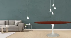 Tavolo Tulip Eero Saarinen H 74 Ovale in Rovere Tinto Palissandro Made in Italy - Scarlet