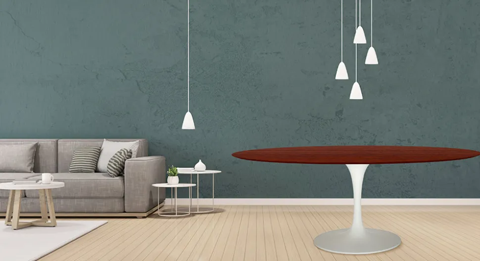 Tavolo Tulip Eero Saarinen H 74 Ovale in Rovere Tinto Palissandro Made in Italy - Scarlet